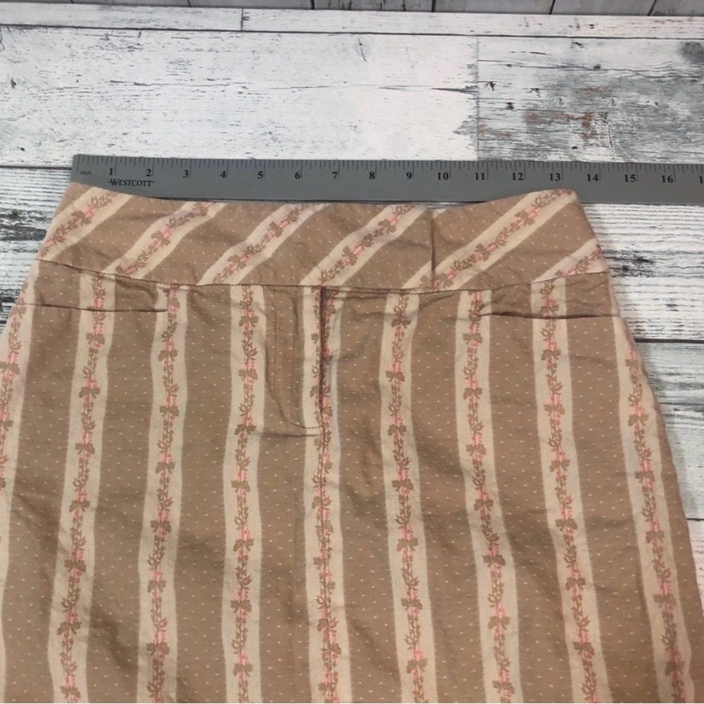 Ann Taylor Loft Floral Stripe Pencil Tan and Cream Skirt 0 - Picture 5 of 11